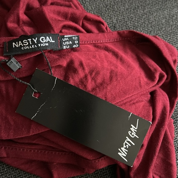 Nasty Gal Burgundy  Wine Color,Tie Front Top - Picture 5 of 7